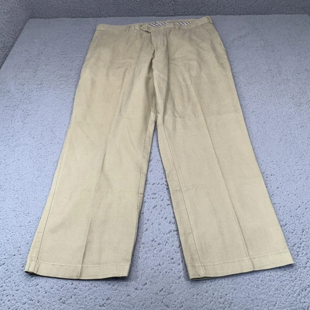 Peter Millar Pants Men 36x27 Tan Khaki Chinos Corduroy Wool Blend Casual Flat